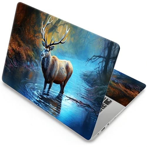 Universal Laptop Skin, DIY Cut-to-Fit Vinyl Cover Compatible with HP, Dell, Lenovo, Mac (13.3" to 15.6"), Anti-Scratch, No Residue & Bubble-Free Protective Decal Sticker, Elk River Forest Autumn - color: Elk River Forest Autumn