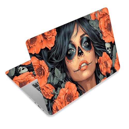 Laptop Skin Sticker Decal for 12 13 13.3 14 15 15.6 in, Universal Vinyl Waterresistant Protector Cover for Notebook PC Netbook, Computer Decor for Women Girls Day of the Dead Lady - color: Day of the Dead Lady