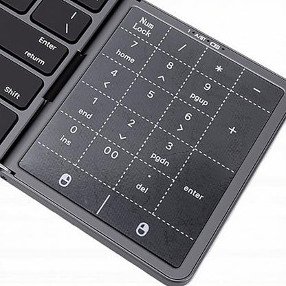 Foldable Keyboard, 2 in 1 3 Fold Wireless Bluetooth Keyboard with Touchpad and Numeric Keypad Portable Travel Rechargeable for Tablet, Laptop