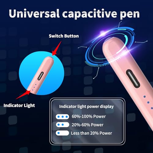 Stylus Pen Android for AMZ Tablet HD 10/Max 11 Compatible with Samsung/Lenovo,Accurate， Push-Button Switch On/Off,Long Battery Life+2Tips(NW Pink) - color: NW Pink