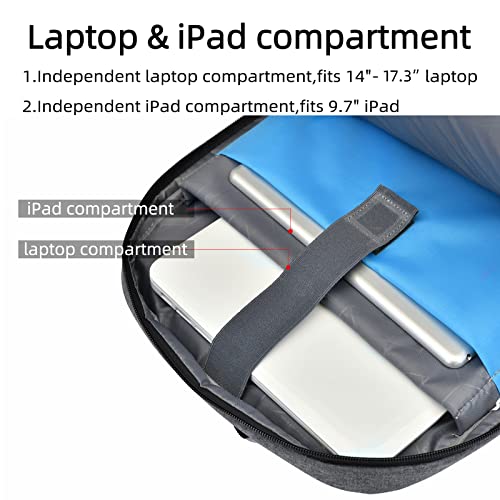 17 Inch Travel Laptop Backpack Water Resistant College Backpack for Men Laptop Bag with USB Charging Port,Light Grey - color: Light Grey