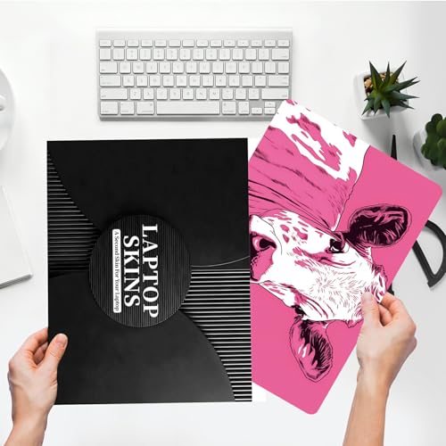 Universal Laptop Skin Sticker with 2 Wrist Pad Skins, Waterproof Scratch Resistant Vinyl Laptop Cover Decal, Cut to Fit for 11–15.6 Inch MacBook HP Dell Lenovo, Pink Cow - color: Pink Cow