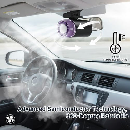2026 Personal Portable Car Clip-On Air Conditioner Fan with 360° Rotation 199 Speeds Adjustable USB Rechargeable LED Display for Office Car Outdoor Beach (Blackish-gray) - color: Blackish-gray