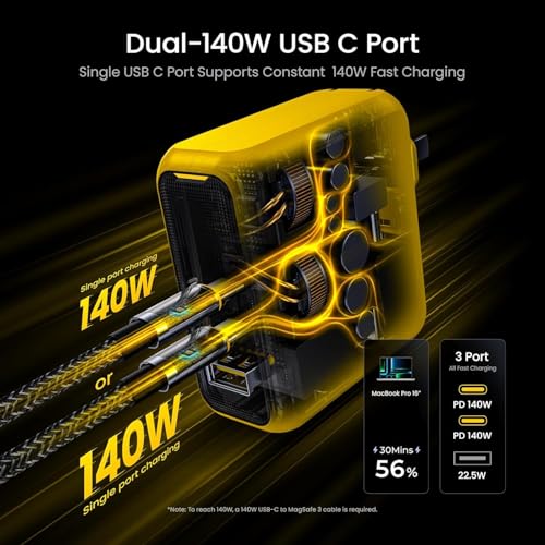 AOHI 240W Laptop Power Bank 27600mAh Portable Fast Charger (99.3wh) +Magcube 140W USB C Charger PD3.1 3-Port GaN+ Laptop Wall Charger