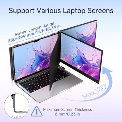 14" Laptop Screen Extender, 0.19" Ultra-Thin Laptop Monitor, Stable Damping Stand with 90° Rotation, 180° Rotation Dual Screen, Extra Compatible with Windows/Mac/Android/Switch/PS Fits 13"-17" Laptops - size: 14.1" Screen Extender