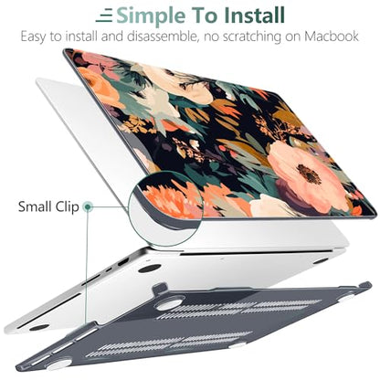 TWOLSKOO Compatible with MacBook Pro 14 inch Case M5 2026 2025-2021 Release M4 M3 M2 M1 Pro/Max Chip, Plastic Hard Shell & Keyboard Cover & USB C to USB Adapter & Screen Film, Bright Abstract Flower - color: Bright Abstract Flower