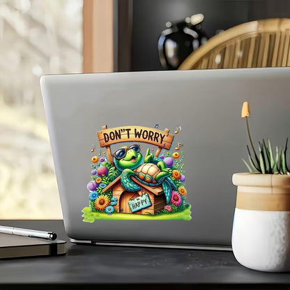 Leisurely Turtle PVC Vinyl Car Decals Stickers Waterproof Self-Adhesive Decals for Cars, Laptops, Trucks, Motorcycles Wall Window Luggage Scratch Cover Door Decor Sticker