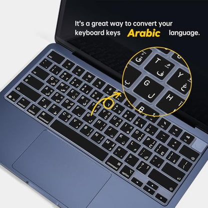 Arabic Silicone Keyboard Cover Skin Compatible with 2026 13 inch Apple MacBook Neo 13 A3404 with A18 Pro Chip, MacBook Neo 13-inch Laptop Arabic Language Keyboard Protector - Black - color: Black-Arabic, size: MacBook Neo 13" 2026+
