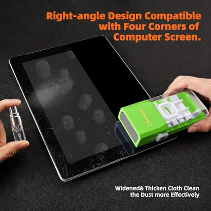 All-in-1 Keyboard Cleaner Laptop Cleaning Kit,Computer Screen-Safe Tools | MacBook iPad iPhone,Electronics Brush Tool for PC Camera Lens Earbuds,Deep Cleaning Spray Cloth, High-Density Soft Brush - color: LightGreen