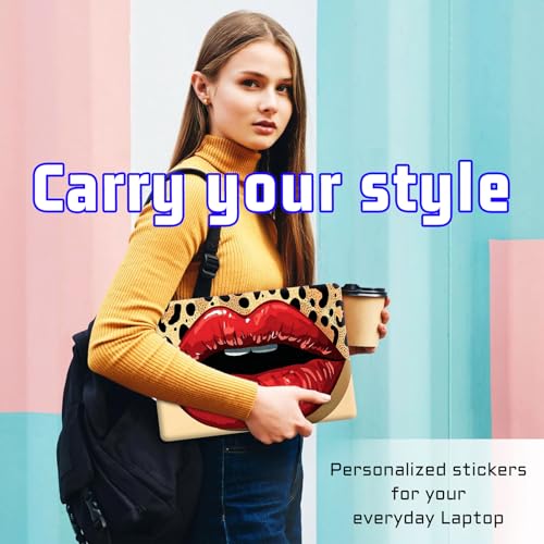 Universal Laptop Skin Sticker Decal, Compatible with MacBook HP Dell Lenovo 12"-15.6", Reusable Vinyl Notebook Cover 3PCS Set, High-Recognition Film-Red Lips Leopard Print Pop Art - color: Red Lips Leopard Print Pop Art