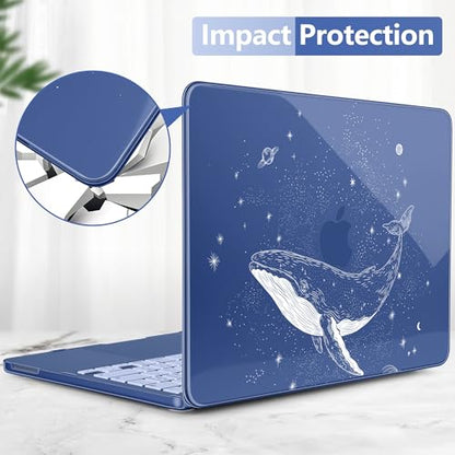 for MacBook Neo 13 Inch Case 2026 Release Model A3404, Indigo Blue Aesthetic Galaxy 1.2 mm Ultra Slim Hard Shell Cover, 6-in-1 Laptop Accessories Bundle for Men Boys, Celestial Whale - color: Celestial Whale