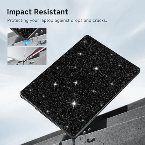 Funut Black Glitter Case for MacBook Air 13 Inch 2022 2021-2018 Release M1 A2337 A2179 A1932, MacBook Air 2021 Cover Shiny Sparkle Bling PU Leather Hard Shell Case & Keyboard Cover, Glitter Black - color: Glitter Black, size: Mac Air 13" 2018-2022(A1932/A