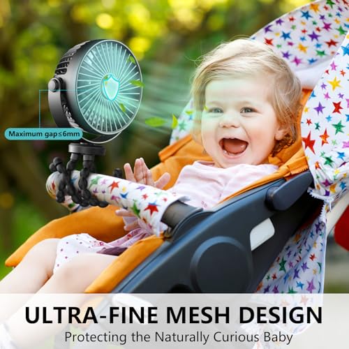 snawowo Mini Handheld Personal Portable Fan, Baby Stroller Fan, Car Seat USB or Battery Powered, with Flexible Tripod Clip on Student Bed Desk Bike Crib Treadmill Camping Traveling(Classic Black) - color: C-Classic Black