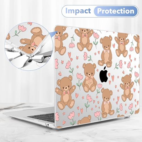 May Chen Compatible with MacBook Air 13 inch Case 2022 2021, 2020-2018 Release Model: M1 A2337 A2179 A1932, Plastic Hard Shell Case Cover for Mabook Air 13 inch with Retina Dispaly, Cute Teddy Bear - color: Cute teddy bear