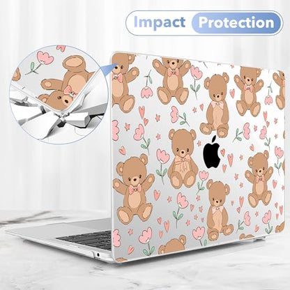 May Chen Compatible with MacBook Air 13 inch Case 2022 2021, 2020-2018 Release Model: M1 A2337 A2179 A1932, Plastic Hard Shell Case Cover for Mabook Air 13 inch with Retina Dispaly, Cute Teddy Bear - color: Cute teddy bear