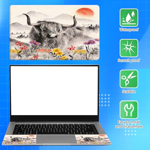 Universal Laptop Skin Sticker Decal for 11.6”12" 13" 13.3" 14" 15" 15.4" 15.6" Reusable Waterproof Scratch-Scratch Resistant Protective Vinyl Laptop Notebook Skin Stickers - Cow Flowers - color: Cow Flowers