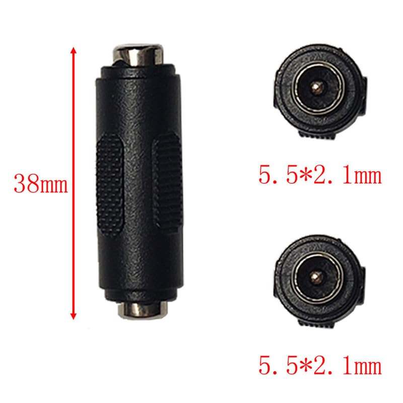 2pcs 12V DC Power Adapter 5.5mm X2.1mm, 2.1x5.5mm CCTV Camera DC Power Adapter for CCTV Security Camera, DVR, Car Rearview Monitor System Video, LED Strip Light, Surveillance - style: 5.5x2.1 to 5.5x2.5mm