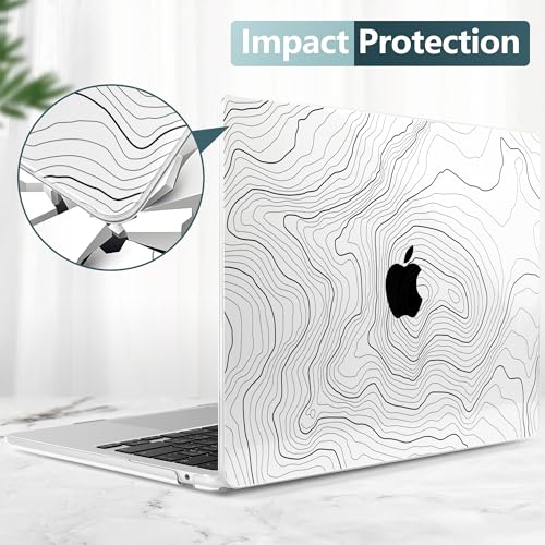 for MacBook Air 13 Inch (13.6 Inch) Case, M5/M4/M3/M2 Chip 2026 2025 2024 2023 2022, Hard Plastic Printed Cover with Screen Protector & Keyboard Cover & Dust Plugs, Clear Maps - color: Clear Maps