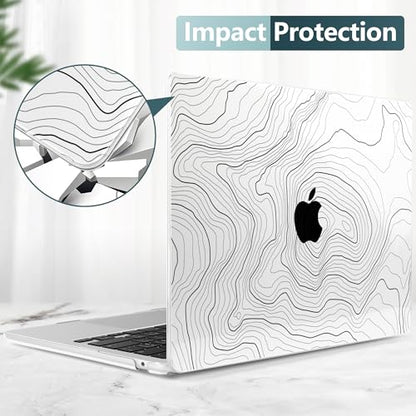 for MacBook Air 13 Inch (13.6 Inch) Case, M5/M4/M3/M2 Chip 2026 2025 2024 2023 2022, Hard Plastic Printed Cover with Screen Protector & Keyboard Cover & Dust Plugs, Clear Maps - color: Clear Maps