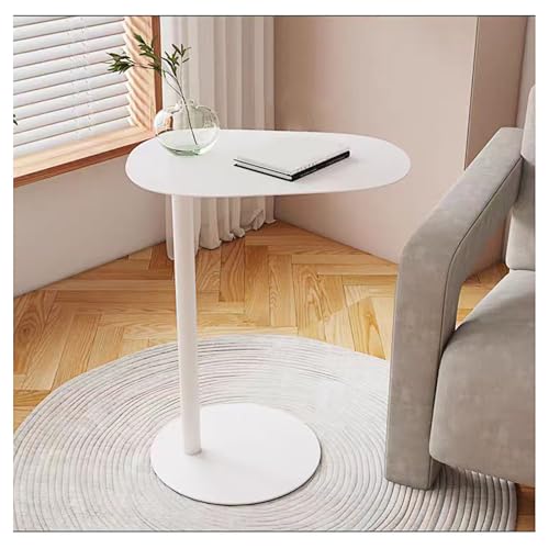 C-Shaped Metal Side Table, Slides Under Sofa for Small Spaces | White Iron End TableA lightweight, compact TV tray with a modern design， for Living Room Bedroom Bathroom - color: White, size: Height - 24.8in