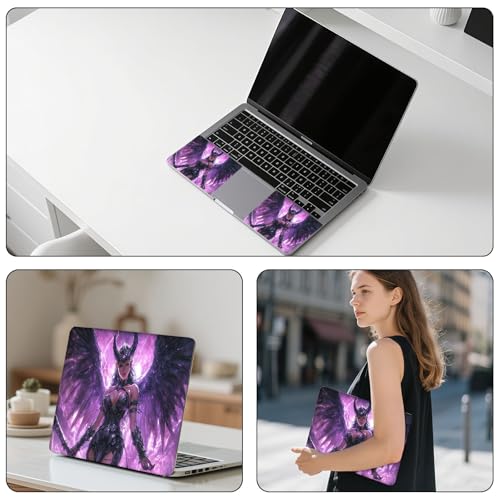 Aesthetic Laptop Skin Sticker, Dark Winged Elf in Purple Lightning Waterproof Vinyl Laptop Decal, Removable Bubble Free, Reusable Protective Cover for 13 14 15 15.6 Inch - color: Dark Winged Elf in Purple Lightning