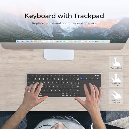 CZUR Portable Computer Keyboard with Trackpad, Rechargeable Bluetooth Keyboard with Touchpad, Wireless Ultra Slim Keyboard for PC/Laptop/Tablet/Phone, for Windows/Android