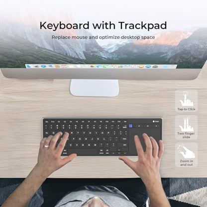 CZUR Portable Computer Keyboard with Trackpad, Rechargeable Bluetooth Keyboard with Touchpad, Wireless Ultra Slim Keyboard for PC/Laptop/Tablet/Phone, for Windows/Android