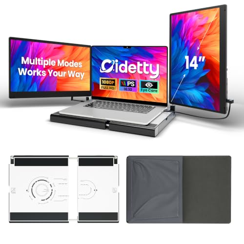 CIDETTY Upgraded Laptop Screen Extender Portable Monitor, 14" 1080P FHD IPS Screen,Monitor Extender for Laptop,Fit for 13-17" Laptops, Plug & Play Compatiable with Wins/Mac/Android/Switch - color: 14" Silver