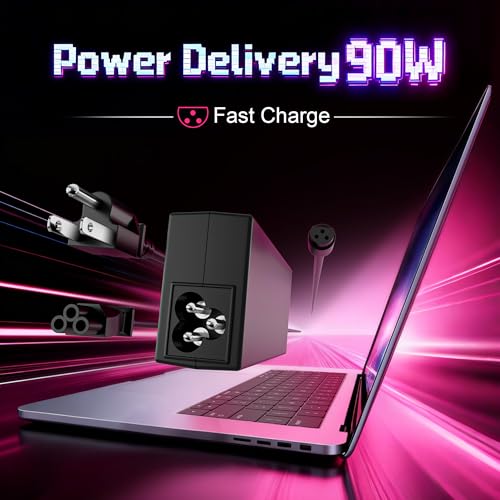 90W Universal Laptop Charger AC Adapter Replacement for HP Dell ASUS Acer Samsung Sony Fujitsu Notebook Ultrabook Chromebook Latitude Inspiron Pavilion Power Supply Cord with 15 Tips