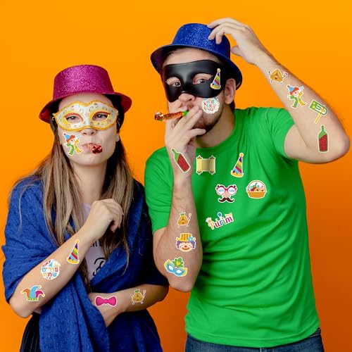CNhoqc Happy Purim Sticker Roll - 1000 Pcs Cartoon Chag Purim Sameach Hamantaschen Gragger Waterproof Vinyl Reusable Laptop Stickers Coloring Book Scrapbook Water Bottle Page Activity Pad Party Favors - style: Cartoon Happy Purim