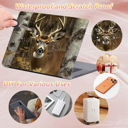 Laptop Skin Sticker Decal 12" 13" 13.3" 14" 15" 15.6",Waterproof Scratch Resistant Vinyl,Reusable Easy to Apply,for MacBook HP Dell Notebooks Netbooks Laptop,2 Wrist Pads,Cute Deer Forest - color: Cute Deer Forest