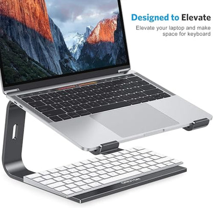 OMOTON Laptop Stand, Detachable Mount for MacBook Air/Pro Dell HP Black | 11-17" Laptop Holder for Desk, Notebook Computer Mount, Lightweight Cooling for Desk, Ergonomic Home Office - color: Black