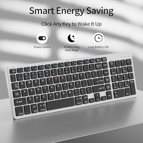 Wireless Bluetooth Keyboard-Number Pad, Multi-Device for Mac/iPad/iPhone | Bluetooth 5.1, low-profile ergonomic design, stable connection. Compatible with Mac, iPad, iPhone, Android, Windows, White - color: gray