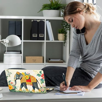 Laptop Skin Sticker Decal 12" 13" 13.3" 14" 15" 15.6",Waterproof Scratch Resistant Vinyl,Reusable Easy to Apply,for MacBook HP Dell Notebooks Netbooks Laptop,2 Wrist Pads,Elephant Flower - color: Elephant Flower