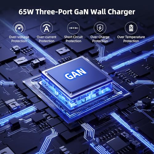 60W USB C Charger for Galaxy S26 Ultra S26+ S25 S24 Foldable Charger Black | for Super Ultra Fast Charging 3-Port for Google Pixel 10a/iPad for iPhone 17 16 15 Pro 6FT USB C Cable Included