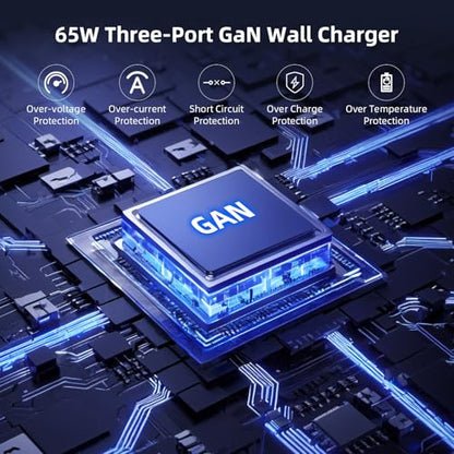 60W USB C Charger for Galaxy S26 Ultra S26+ S25 S24 Foldable Charger Black | for Super Ultra Fast Charging 3-Port for Google Pixel 10a/iPad for iPhone 17 16 15 Pro 6FT USB C Cable Included