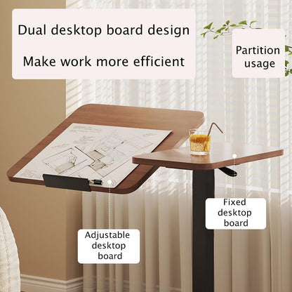Foldable Bedside Table, Height Adjustable Overbed Bedside Desk Mobile Rolling Laptop Stand Tilting Sofa Side Table with Wheels, Folding Tray Tables for Laptop Bed Couch, Gift for Family, Brown - color: Brown