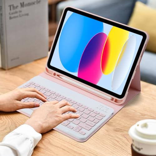 Ultra-Slim Rechargeable Bluetooth Keyboard Portable Wireless Keyboard for iPad A16 11th 10th Generation, iPad Pro iPad Air iPad mini iPhone, Android Samsung Galaxy Tablet Smartphone Cell Phone (Pink) - color: Pink