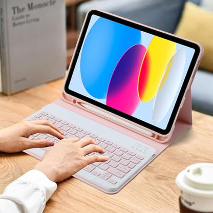 Ultra-Slim Rechargeable Bluetooth Keyboard Portable Wireless Keyboard for iPad A16 11th 10th Generation, iPad Pro iPad Air iPad mini iPhone, Android Samsung Galaxy Tablet Smartphone Cell Phone (Pink) - color: Pink