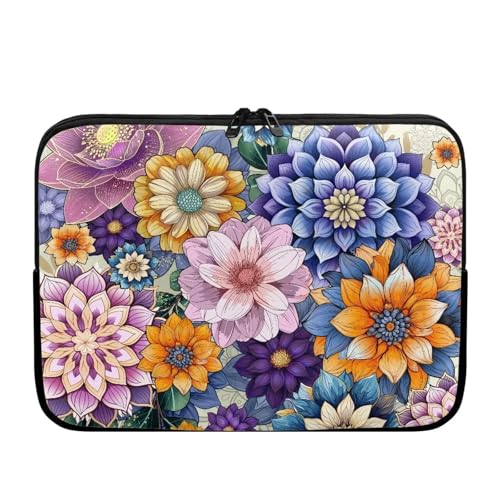 10 Inch Bohemian Flower Laptop Sleeve for Women, Zippered Protective Case Fits Tablet/Notebook/Reader for School - color: Bohemian Flower, size: 10 Inch