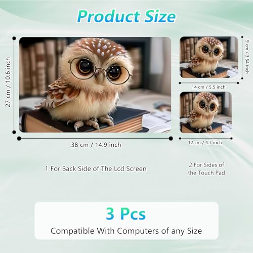 Laptop Skin Sticker Decal 12"-15.6" Universal Laptop/Notebook/Netbook Vinyl - Waterproof Scratch Resistant,Fits HP Dell Lenovo MacBook,2 Free Wrist Pads,Easy Apply & Remove,Cute Owl Book - color: Cute Owl Book