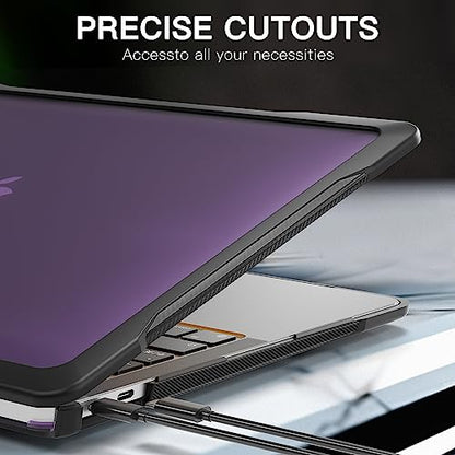 Batianda 4-in-1 Ultimate Case for MacBook Air 13 Inch 2018-2020, Purple | Fits M1/Intel Models A2337/A2179/A1932, Lightweight Slim Design, Carbon Fiber Side Texture, Matte Translucent Hard Shell - color: Purple