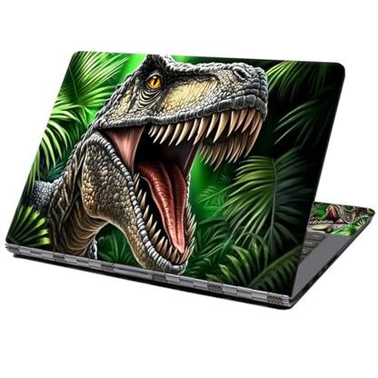 Laptop Skin Sticker Decal 12" 13" 13.3" 14" 15" 15.6",Waterproof Scratch Resistant Vinyl,Reusable Easy to Apply,for MacBook HP Dell Notebooks Netbooks Laptop,2 Wrist Pads,Dinosaur Green Forest - color: Dinosaur Green Forest