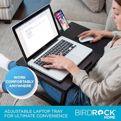 BIRDROCK HOME Laptop Bed Tray | Adjustable Tilt Surface, Storage Drawer, Folding Legs, Mouse Pad | Fits Laptop Up to 15" | Slots Up to: Tablets 9.6", Phones 4" | For Work, Reading, Studying | Espresso