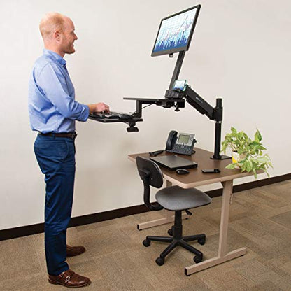 TRIPP LITE Sit Stand Desktop Workstation, Adjustable Standing Desk with Clamp (WWSS1327CP) - style: Desk-Clamp w/ Mount 13-27"