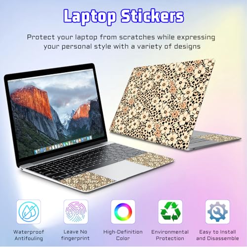 Universal Laptop Skin Sticker Decal, Compatible with MacBook HP Dell Lenovo 12"-15.6", Reusable Vinyl Notebook Cover 3PCS Set, High-Recognition Film-Leopard Print Florals - color: Leopard Print Florals