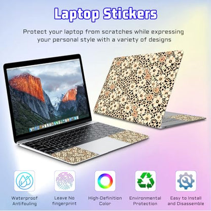 Universal Laptop Skin Sticker Decal, Compatible with MacBook HP Dell Lenovo 12"-15.6", Reusable Vinyl Notebook Cover 3PCS Set, High-Recognition Film-Leopard Print Florals - color: Leopard Print Florals