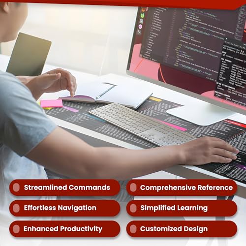 Linux Commands Mouse Pad | Shortcuts Cheat Sheet to Kali/Red/Hat/Ubuntu/OpenSUSE/Arch/Debian/Unix | Extended Large Cheat Sheet Desk Pad | 35.5" x 15.7" | Programmer Gifts - color: Linux - Black
