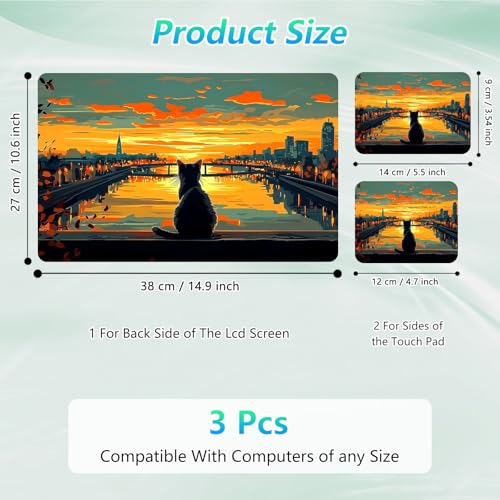 Laptop Skin Sticker Decal 12"-15.6" Universal Laptop/Notebook/Netbook Vinyl - Waterproof Scratch Resistant,Fits HP Dell Lenovo MacBook,2 Free Wrist Pads,Easy Apply & Remove,Cat City Dusk - color: Cat City Dusk