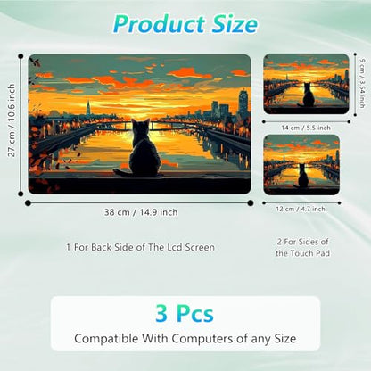 Laptop Skin Sticker Decal 12"-15.6" Universal Laptop/Notebook/Netbook Vinyl - Waterproof Scratch Resistant,Fits HP Dell Lenovo MacBook,2 Free Wrist Pads,Easy Apply & Remove,Cat City Dusk - color: Cat City Dusk